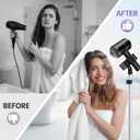 Adjustable Hair Dryer Stand, 29-59 Inch Hair Dryer Holder with Tripod and Universal Clip, 360-Degree Rotating Blow Dryer Stand for Bathroom, Vanity, Makeup Roo, black