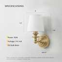 Antique Linen Shade Wall Sconce- Brass Finish Base and Conical Fabric Shade Wall Light Fixture for Bathroom, Bedroom, Dining Room and Entryway(6" D x 11.5" H Brass), 6.5" D x 11.5" H