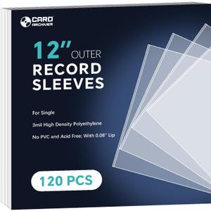 120 Pack Vinyl Record Sleeves Outer, 12.75"x12.75" 3 Mil Thick Protective Album Covers for 12" LPs, Crystal Clear Archival-Quality Outer Sleeves for Single Vinyl Storage