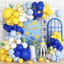 Blue Yellow Lemon Balloon Garland Arch Kit,Royal Blue Yellow White Balloons for Summer Baby Shower Bridal Wedding Graduation Birthday Lemonade Theme Party Decorations