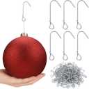Therwen 200 Pcs Heavy Duty Christmas Ornaments J Hooks Christmas Ornament Hangers Xmas Tree Hanger Metal Hooks for Hanging Larger Heavier Decorations