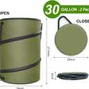 2-Pack 30 Gallon Collapsible Pop-Up Trash Can for Camping, RV - Waste Yard Bag for Gardening Lawn/Leaf - 30 Gallon Each Bag, Green