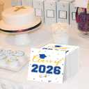 Class of 2026 Graduation Napkins, 3-Ply Disposable Congrats Grad Paper Napkins for Dinner and Cocktail Party Decorations, School and College, 6.5-Inch Square (100, Blue)