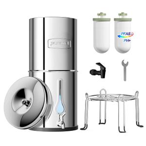 Purewell 5-Stage Gravity Water Filter System with Alkaline Water Technology