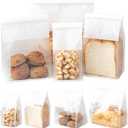 50 Pcs 3.9 Inch Bread Bags with Tin Tie, Mini Loaf Bags Made Of White Cotton Paper, Storage Packing Bag with Clear Window for Bakery, Cafe, Homemade Bread (X-Small)