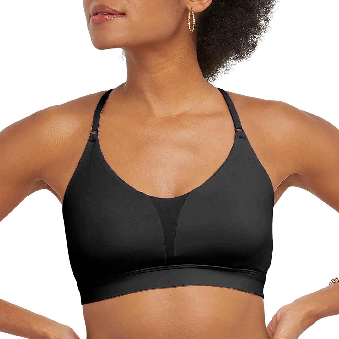 Champion Women's, Soft Touch, Moisture-Wicking, Light Support (Medium, Black)
