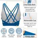 RUNNING GIRL Sports Bras for Women, Medium-High Impact Running Strappy Sports Bra with Removable Pads (Blue, L)