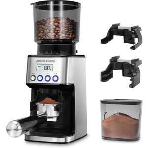 Burr Coffee Grinder, Electric Coffee Grinder with 51 Grind Settings, Precision Timer, Stainless Steel Espresso Grinder with Anti-Static Design, Easy Clean and 3 Modes (Shiny Silver)
