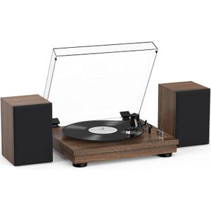 Vinyl Record Player with 24W HiFi Stereo Speakers Vintage Bluetooth Turnable for Vinyl Records with Belt Drive 2-Speed, Magnetic Cartridge RCA Output BT5.3