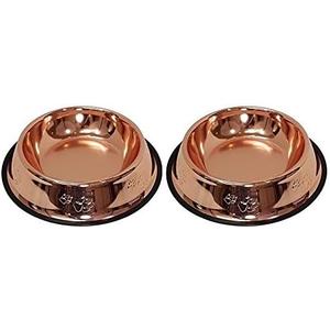 Petsentials Non-Skid Stylish Food Bowl for Your Pet, Premium Grade Stainless Steel - Elegant Bronze | Small, 18oz (2 Pack)