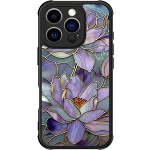 FUNMIKO Cute Phone Case for iPhone 16 Pro Max - Wireless Charging & Military-Grade Protection - Trendy Wildflower Design for Women Girls, Non-Slip Translucent Matte Hard Cover - Dreamy Lotus