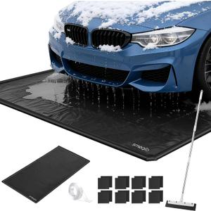 Garage Floor Mat, Containment Mats for Under Car with Raised Edge Waterproof, Non-Slip Heavy-Duty 1000D PVC for Floor Against Snow, Rain & Mud