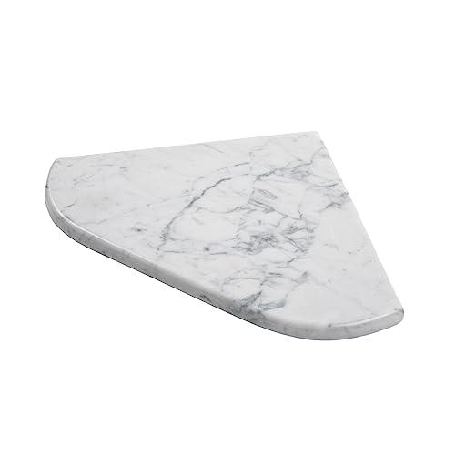 Adolif Marble Corner Shower Shelf, 8 Inch Carrara White Marble Corner Shelf for Bathroom Shower Decor, Wall Mounted, Polished, 1 Pc