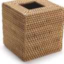 Rattan Tissue Box Cover Square, Hand Woven Wicker Tissue Holder, 5.5 x 5.5 X 5.7 inch, Natural