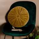 vctops Round Velvet Solid Color Chair Cushion Pumpkin Pleated Throw Pillow Home Decorative Floor Pillow Diameter 15" Gold Yellow