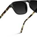 WearMe Pro Polarized Modern Aviator One-Bridge Square Mens Sunglasses (Black Beige Tortoise / Black Lens)
