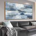 Framed Abstract Canvas Wall Art for Living Room Decor, Large Abstract Painting Prints Rustic Grey Blue Wall Pictures Modern Artwork Bedroom Bathroom Office Home Decoration 
29"x 58"