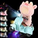 Mini Electric Doll Scooter Vehicles Toy, Funny Doll Accessory with Music & Lights Could Rotate 360 Cute Plastic Scooter Toy Ornaments Battery Not Included(Blue)