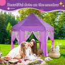 Purple Princess Castle Tent for Girls with Fairy Star Lights Play Tents for Kids Hexagon Playhouse Fairy Toys for Children or Toddlers Indoor or Outdoor Games, Purple
