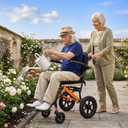 Aevi Lightweight Transport Wheelchair for Adults & Seniors, 19 lbs Folding Travel Wheelchair with 17.7" Seat, Portable Transport Chair for Caregivers, Narrow Wheelchair for Doorways (White - 3)