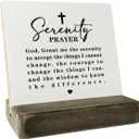 Serenity Prayer Wood Plaque Gift, God Grant Me The Serenity, Inspirational Gift, Plaque with Wooden Stand, Meaningful Wood Sign Plaque Gift, Unisex Sobriety Recovery Gifts, Mental Health Gift