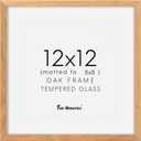 12x12 Picture Frame, Solid Oak Wood 12"x12" Photo Frame for Wall, 12 x 12 Frame Matted to 8 x 8, Square 12x12 Frame, Tempered Real Glass, 12 x 12 Collage Gallery Frames - Natural Oak Color, 1 Pack