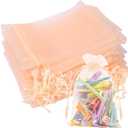 Partyeah 50Pcs Organza Bags 4x6 Inch Small Jewelry Mesh sachet Bags Drawstring for Wedding Candy Organza Gift Bags(Peach) (50 Count (Pack of 1))