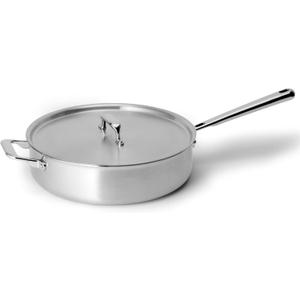 Misen 5-Ply Stainless Steel Saut Pan with Lid - Versatile, Durable, Dishwasher and Oven Safe - Even Heating, Ergonoic Stay-Cool Handle - For Searing, Braising, and More - 3 QT