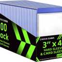 200 PCS Card Sleeves Hard Plastic, Premium Sports Baseball Trading Card Holder Protectors (100 Hard Sleeve + 100 Soft Sleeve)