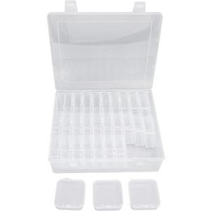 Fockety Bead Organizer Box, Transparent Craft Storage Box Mini Clear Bead Storage Containers with Hinged Lid Labels Rectangle Craft Supply Case for Bead, Nail, Jewelry, Art, DIY Crafts