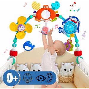 Pau1Hami1ton Baby Stroller Arch Toys, Car Seat Toys,Bouncer Toy Bar/Mobile for Bassinet,Adjustable Baby Hanging Toys Fit for Crib Bed,Stroller,Car Seat.S-19(Crab), Small