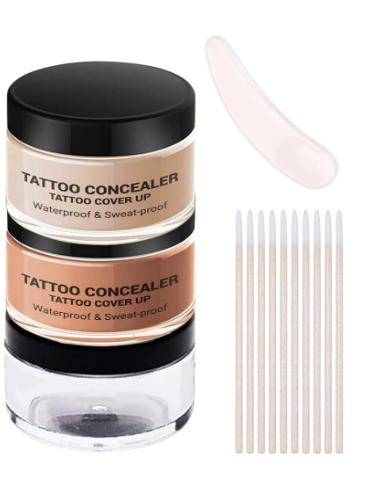 Tattoo Cover Up Full Coverage, Waterproof Concealer, Tattoo Concealer, Body Foundation, Tattoos, Scars, Spots, Birthmarks, Long-Lasting, Sweatproof, Natural Skin Tone