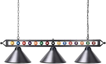 Wellmet 3 Light Billiard Pool Table Lights, 59" Pool Table Lighting for 7'-8' Table, Modern Kitchen Island Pendant Light with Matte Metal Shade, Billiard Light Fixture for Pool Table, Game Room (Black)