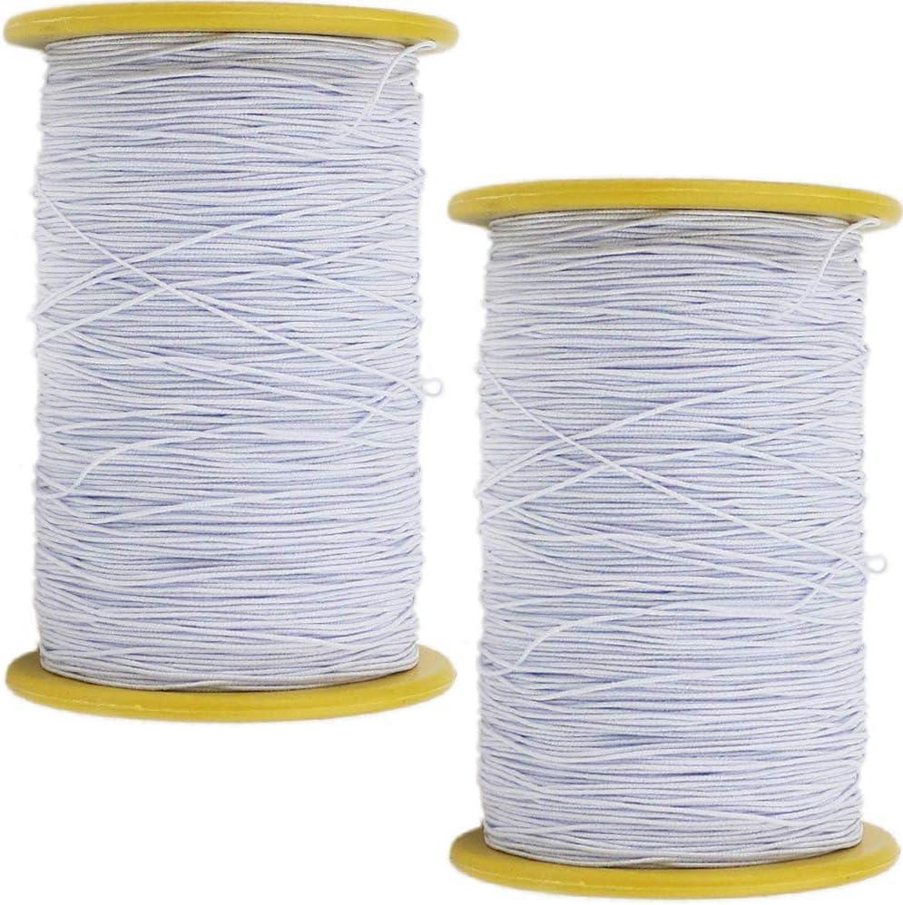 TIHOOD 2PCS 0.5mm Thickness 547 Yard Elastic Thread White