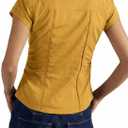 Women's Short Sleeve Button Down Shirt Summer Collared Blouse Trendy Casual Tops 2026 (L)