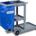 Carlisle FoodService Products Janitorial Cart Short Platform Cart with 25 Gallon Trash Bag for Restaurants, Hospitals, and Schools, Plastic, 45 X 19 X 39 Inches, Gray