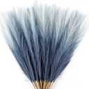 20Pcs Navy Blue Gradient and White Faux Pampas Grass Decor, 21.7" Pompas Grass Flower Arrangement and Vase Filler for Boho Home Wedding Decoration