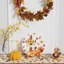 VJF Thanksgiving Ceramic Dinner Plates 10.5 Inch Set of 4 Round Turkey Cross Pumpkin Holiday Stackable Porcelain Plates Microwave & Dishwasher Safe for Holiday Party Family Feast Thanksgiving Decor