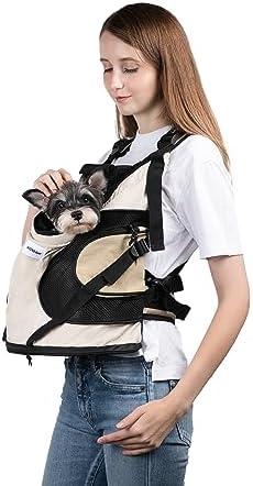 H Hidream Dog Carriers for Small Dogs,Dog Backpack with 2 Pocket for Travel,Comfortable Dog Front Carrier Suitable for Dogs 8-18 pounds Machine Washable (Beige)