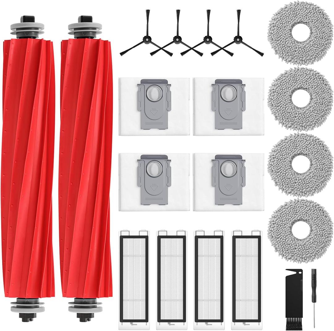 20 Pack Replacement Parts for Q Revo Robot Vacuum Cleaner Accessory Replacement Kits (2 Rolling Brushes + 4 HEPA Filters + 4 Dust Bags + 4 Mop Pads + 4 Side Brushes)