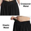 EXARUS Girls Crossover Shorts Butterfly Flowy Cheer Flutter Dance Skort | Teen 2 in 1 Skirt Athletic Running Sports Youth Tween Summer Clothes Workout Tennis Kids Casual Track Gym Pockets 6-14Y (Black)