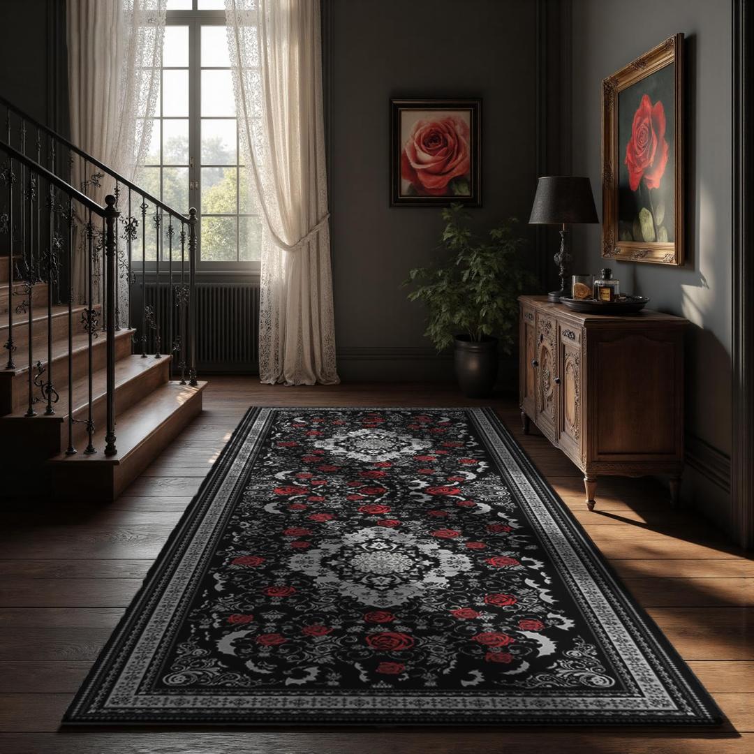 Nayoroom 
Dark Academia Gothic Black Area Rug 8x10 - Moth Carpet with Fantasy Design, Luxurious Machine Washable Non-Slip Rug for Living Room, Bedroom.