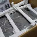 Cozyman Bar Stools Set of 3, Barstools with Sturdy Wood Legs, Saddle Seat Counter Height Bar Stools for Kitchen Counter, Bar, Dining, 24 Inch Farmhouse Counter Stools, Pale Gray Fabric