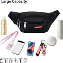 Large Fanny Pack for Men Women,Waterproof Crossbody Sports Waist Bag Pack Lightweight Belt Bag Hip Bum Bag for Traveling,Dog Walking,Running,Hiking,Cycling,Easy Carry Any Phone Wallet(BlackA)