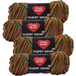 Red Heart Super Saver Yarn (4-Pack of 5oz Skeins) (Fall)