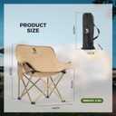 Portable Camping Chair, 60cm Wide Seat Folding Chair with Lumbar Support, 265LBS Capacity Heavy Duty with Storage Bag for Outdoor Hiking Beach Picnic, Khaki