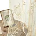 Beige Lace Curtains 45 Inch Length Country Floral Curtains for Living Room Bedroom Victorian Flower Sheer Curtain 2 Panels Set Rod Pocket Light Filtering Short Small Window Drapes Rustic Decor, 52x45