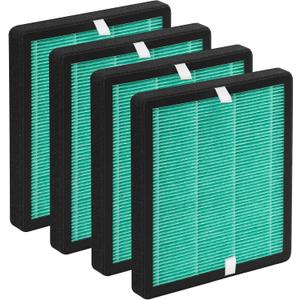 4-Pack R1/P1801/P1802 True HEPA Replacement Filter Compatible with YIOU Purifier R1/P1802 & Elechomes Purifier P1801, 3-in-1 Filters- Deep Green
