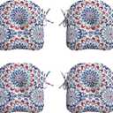 Arden Outdoor Tufted Bistro Seat Cushion, Set of 4, 14.5 in x 15 in, Rain-Proof, Fade Resistant Clark Blue