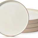 10 inch White Porcelain Plates Handmade Ceramic Dinner Plates (set of 4), Steak dinner plate, Kitchen Porcelain Serving Dishes for Salad, Pasta, Dessert, Microwave, and Dishwasher Safe